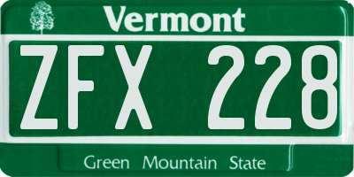 VT license plate ZFX228