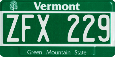 VT license plate ZFX229