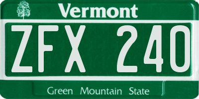 VT license plate ZFX240