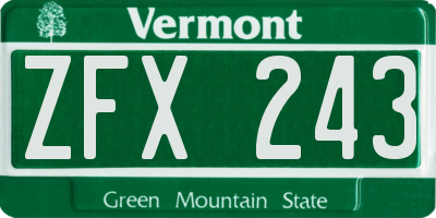 VT license plate ZFX243