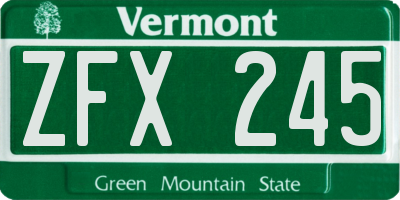 VT license plate ZFX245