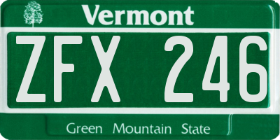 VT license plate ZFX246