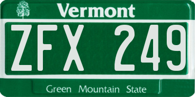 VT license plate ZFX249