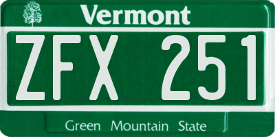 VT license plate ZFX251