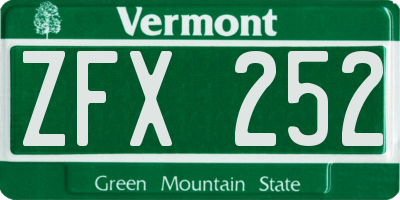 VT license plate ZFX252