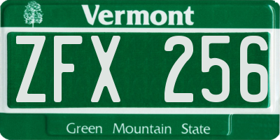VT license plate ZFX256