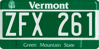 VT license plate ZFX261