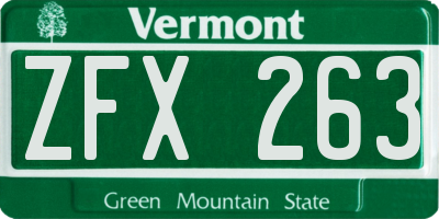 VT license plate ZFX263