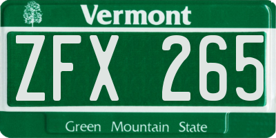 VT license plate ZFX265