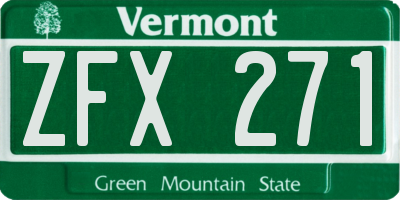 VT license plate ZFX271