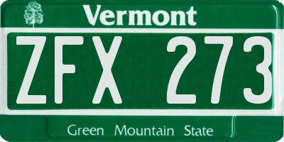 VT license plate ZFX273