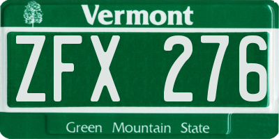 VT license plate ZFX276