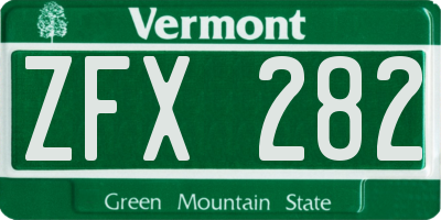 VT license plate ZFX282