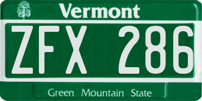 VT license plate ZFX286