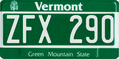 VT license plate ZFX290