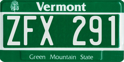 VT license plate ZFX291