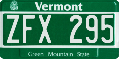 VT license plate ZFX295
