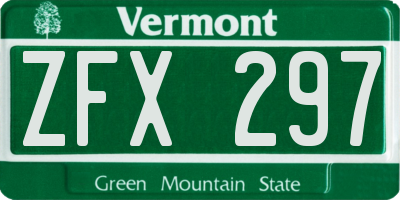 VT license plate ZFX297