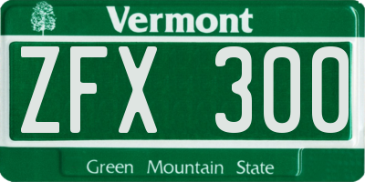 VT license plate ZFX300