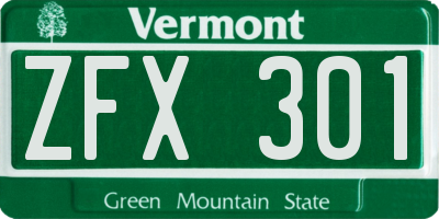 VT license plate ZFX301