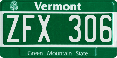 VT license plate ZFX306
