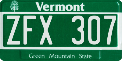 VT license plate ZFX307