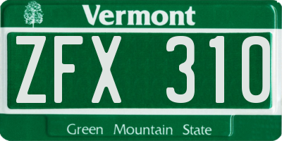VT license plate ZFX310