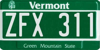 VT license plate ZFX311
