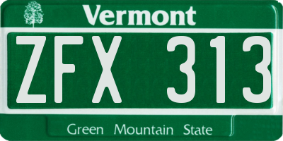 VT license plate ZFX313