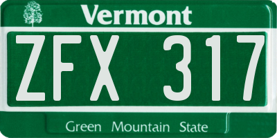 VT license plate ZFX317