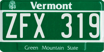VT license plate ZFX319