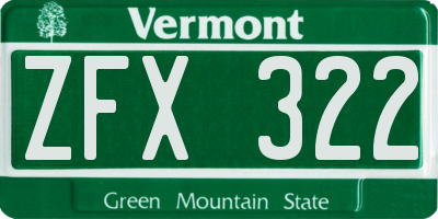 VT license plate ZFX322
