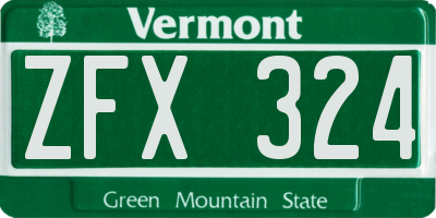 VT license plate ZFX324