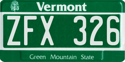 VT license plate ZFX326