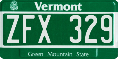 VT license plate ZFX329