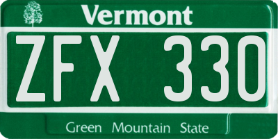 VT license plate ZFX330
