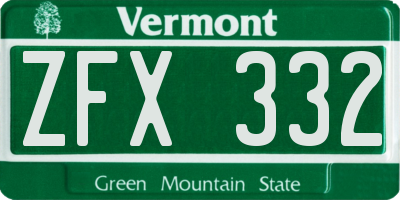 VT license plate ZFX332