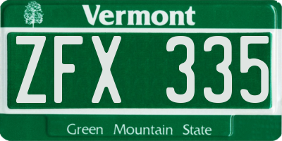 VT license plate ZFX335