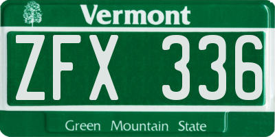 VT license plate ZFX336