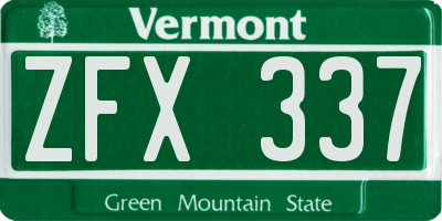 VT license plate ZFX337
