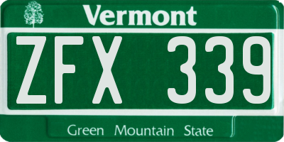 VT license plate ZFX339