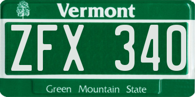 VT license plate ZFX340