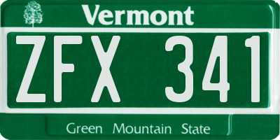 VT license plate ZFX341