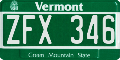 VT license plate ZFX346