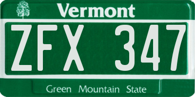 VT license plate ZFX347