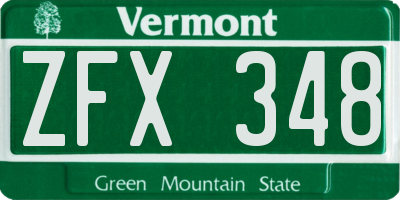 VT license plate ZFX348