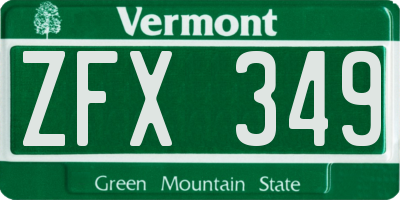 VT license plate ZFX349