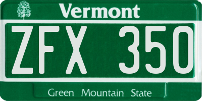 VT license plate ZFX350
