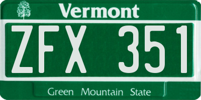 VT license plate ZFX351