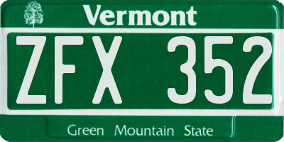 VT license plate ZFX352